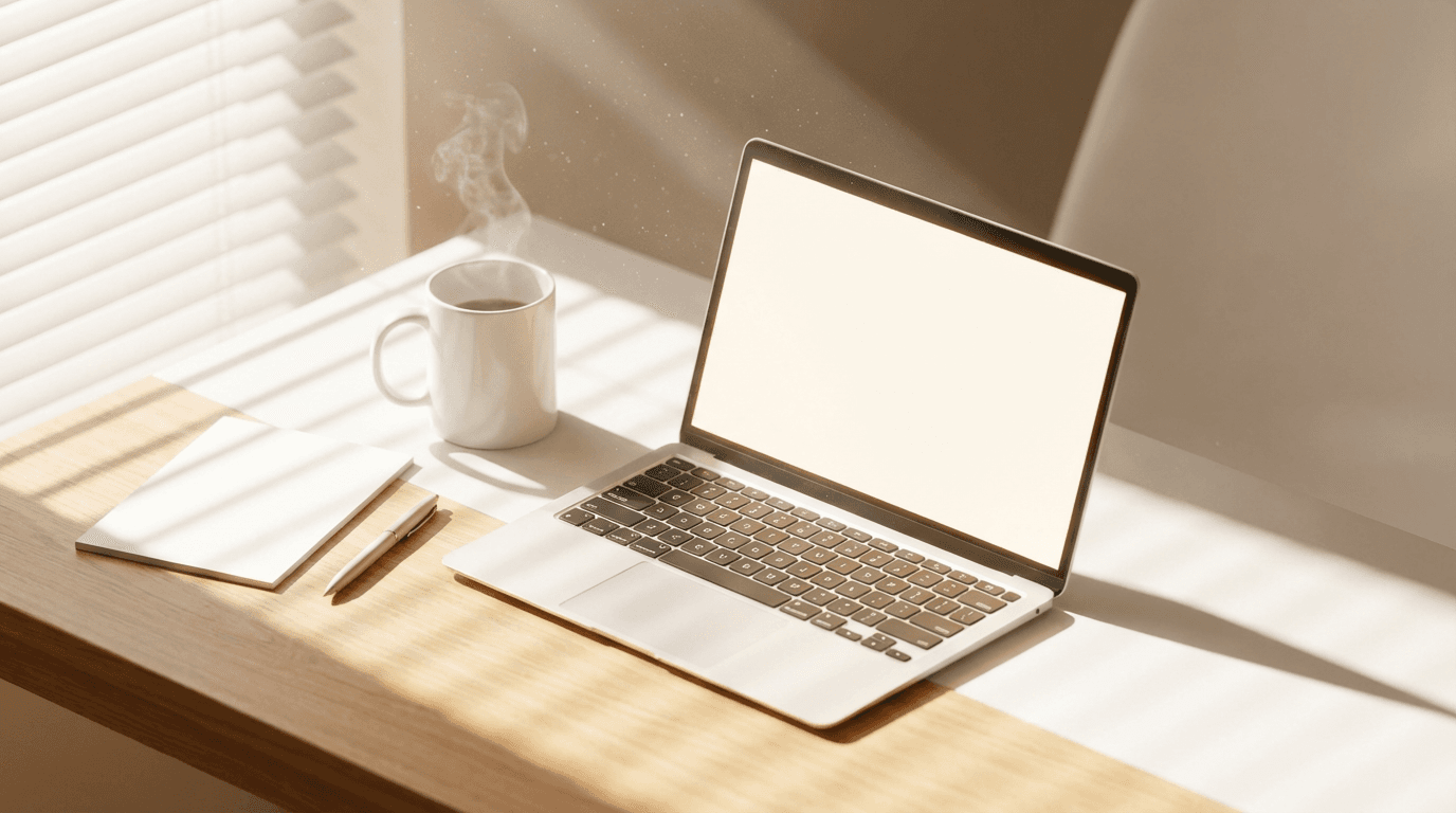 Workspace in Pune with a laptop displaying a financial tracking app