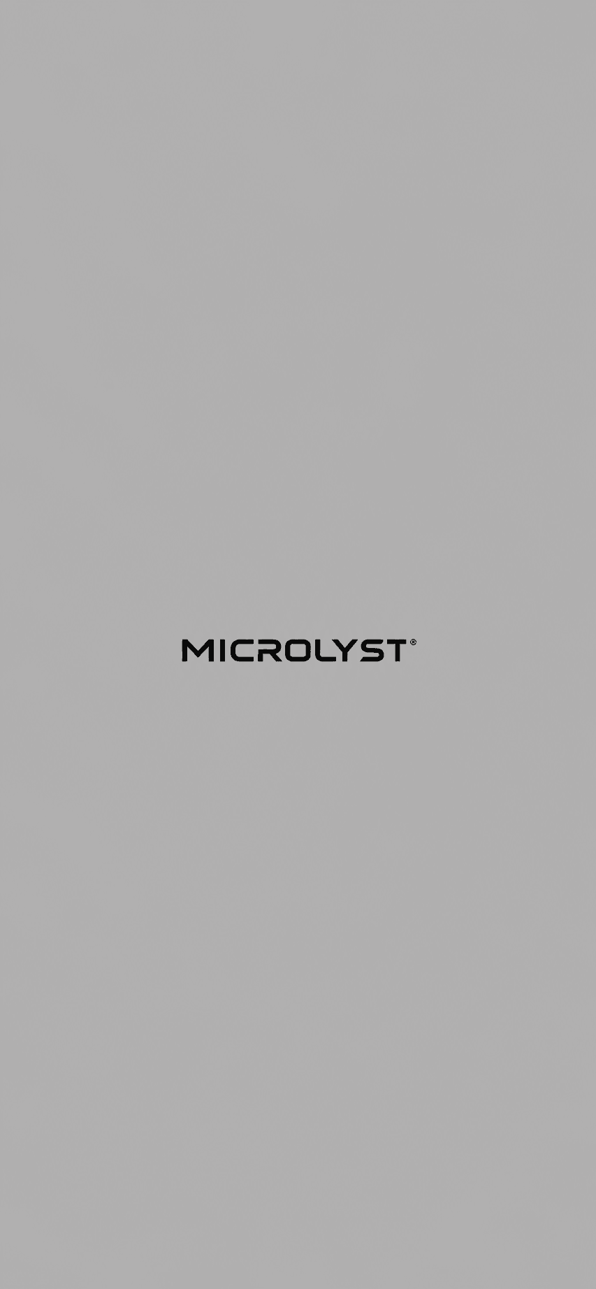 Black MICROLYST logo in modern typography centered on a solid light gray background.